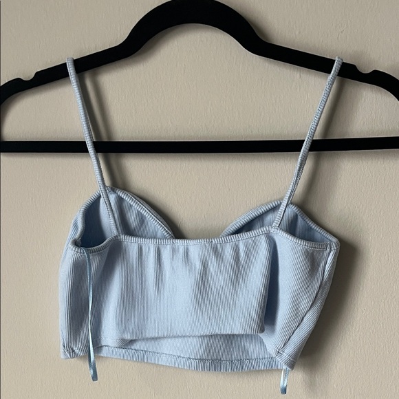 ZARA Light Blue Ribbed Crop Top - Picture 2 of 3